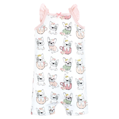 Hudson Baby Cotton Rompers, Girl Whimsical Dog