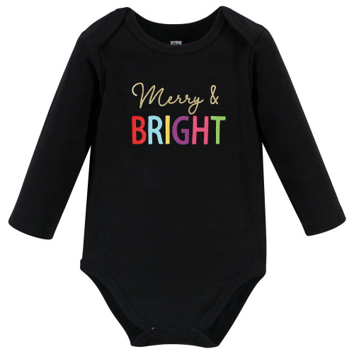 Hudson Baby Cotton Long-Sleeve Bodysuits, Merry and Bright