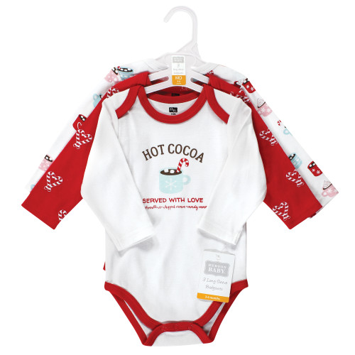 Hudson Baby Cotton Long-Sleeve Bodysuits, Hot Cocoa