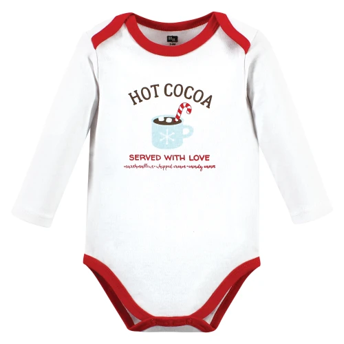 Hudson Baby Cotton Long-Sleeve Bodysuits, Hot Cocoa