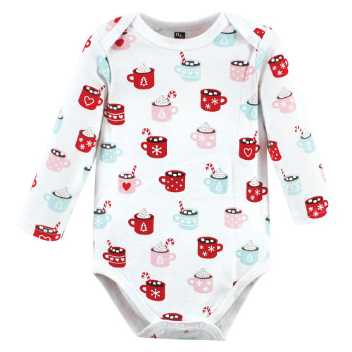 Hudson Baby Cotton Long-Sleeve Bodysuits, Hot Cocoa