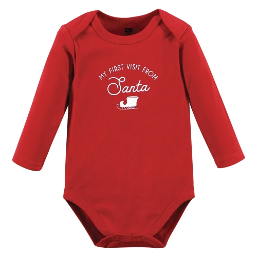 Hudson Baby Cotton Long-Sleeve Bodysuits, North Pole