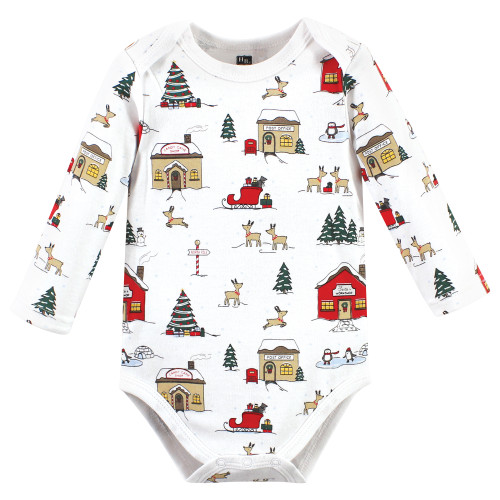 Hudson Baby Cotton Long-Sleeve Bodysuits, North Pole