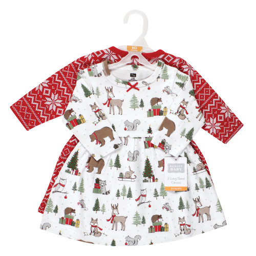 Hudson Baby Cotton Dresses, Christmas Forest