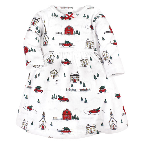 Hudson Baby Cotton Dresses, Christmas Scene