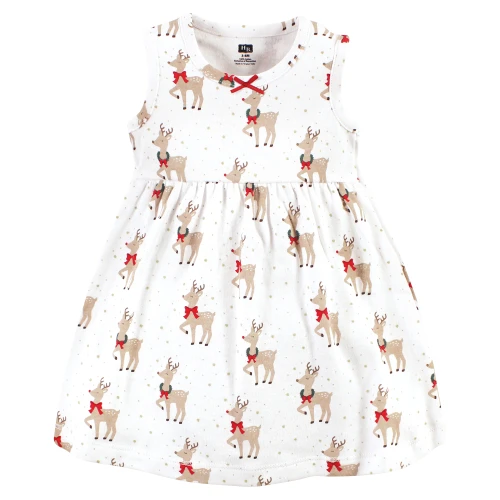 Hudson Baby Cotton Dress and Cardigan Set, Fancy Rudolph