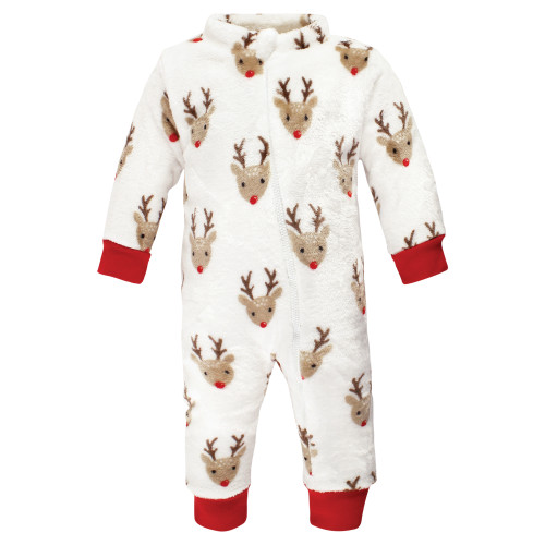 Hudson Baby Unisex Baby Plush Jumpsuits, Red Rudolph