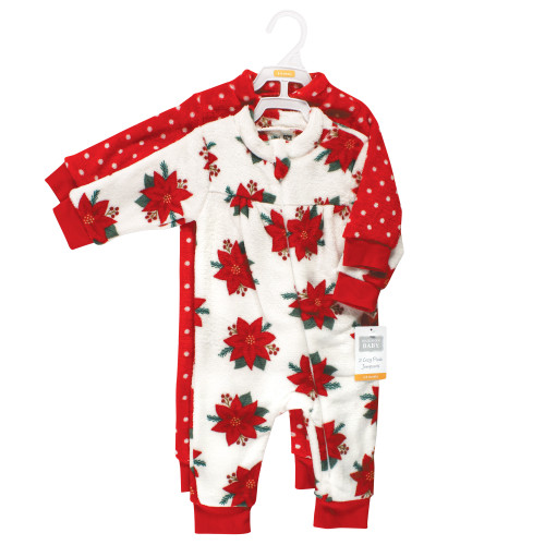 Hudson Baby Plush Jumpsuits, Poinsettia