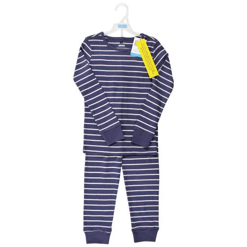 Hudson Baby Cotton Pajama Set, Denim Blue Stripe