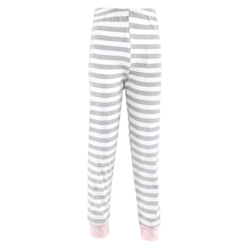 Hudson Baby Cotton Pajama Set, Gray Stripe Pink