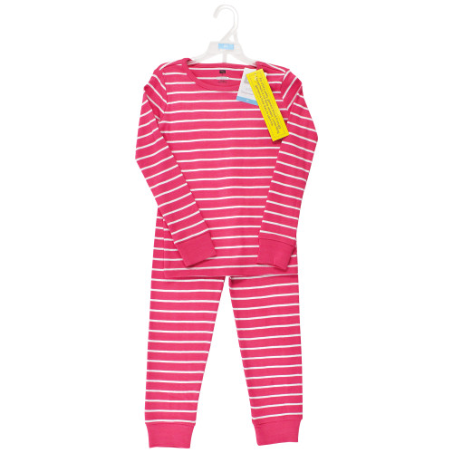 Hudson Baby Cotton Pajama Set, Dark Pink Stripe