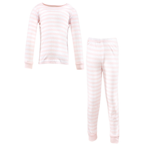 Hudson Baby Infant Girl Cotton Pajama Set, Soft Pink Stripe