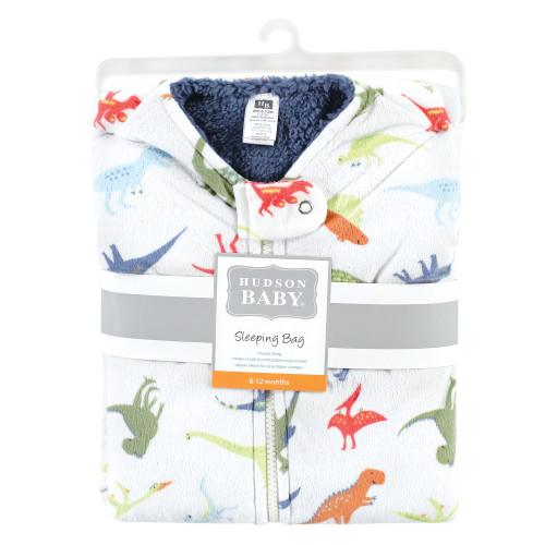 Hudson Baby Mink with Sherpa Inner Sleeping Bag, Sack, Blanket, Dinosaurs