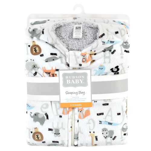 Hudson Baby Mink with Sherpa Inner Sleeping Bag, Sack, Blanket, Alphabet Animals