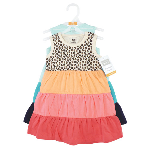 Hudson Baby Cotton Dresses, Leopard Coral Mint