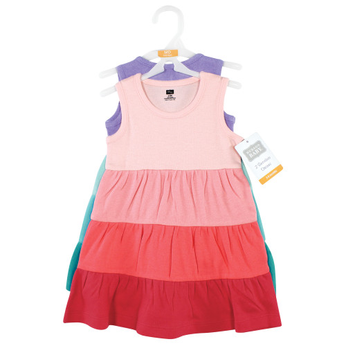 Hudson Baby Cotton Dresses, Ombre Coral Teal