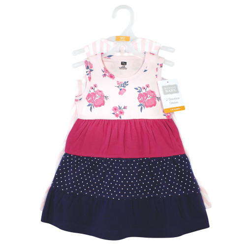 Hudson Baby Cotton Dresses, Pink Navy Floral