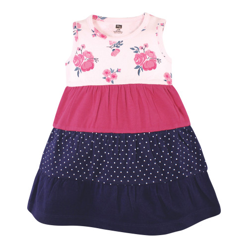 Hudson Baby Cotton Dresses, Pink Navy Floral