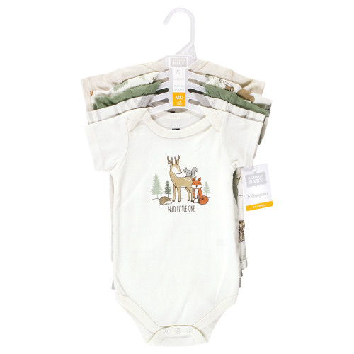 Hudson Baby Cotton Bodysuits, Forest Animals 5-Pack