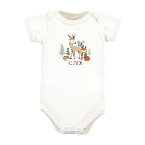 Hudson Baby Cotton Bodysuits, Forest Animals 5-Pack