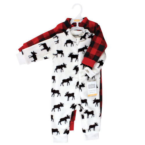 Hudson Baby Plush Jumpsuits, Moose Zipper