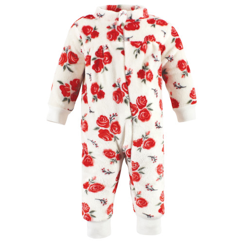 Hudson Baby Plush Jumpsuits, Red Rose Leopard