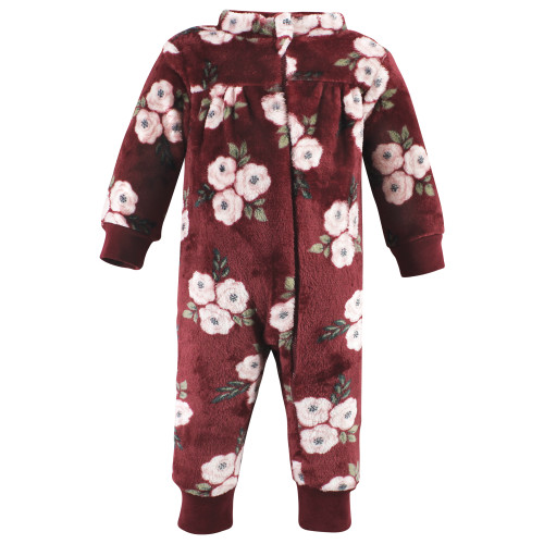 Hudson Baby Plush Jumpsuits, Burgundy Floral