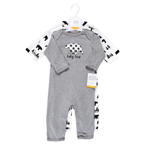 Hudson Baby Cotton Coveralls, Baby Bear Gray Black