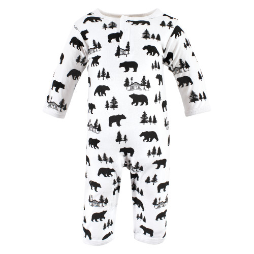 Hudson Baby Cotton Coveralls, Baby Bear Gray Black
