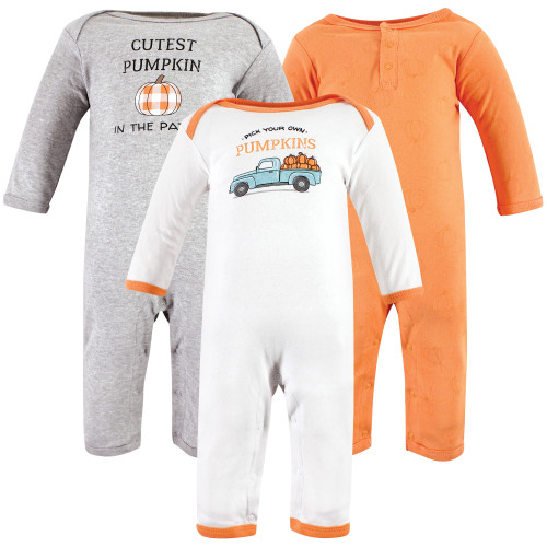 Hudson Baby Unisex Baby Cotton Coveralls, Pumpkin Truck