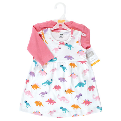 Hudson Baby Cotton Dress and Cardigan Set, Cute-A-Saurus