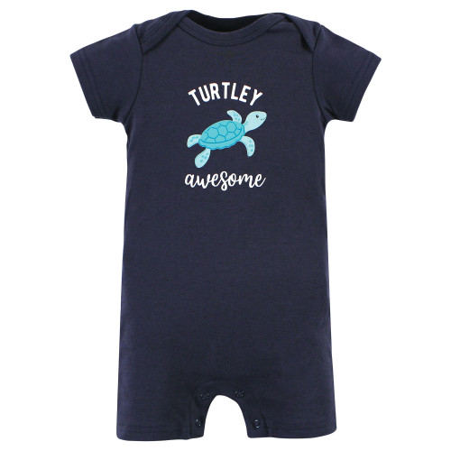 Hudson Baby Cotton Rompers, Sea Turtle