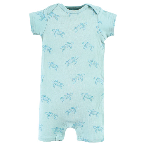 Hudson Baby Cotton Rompers, Sea Turtle