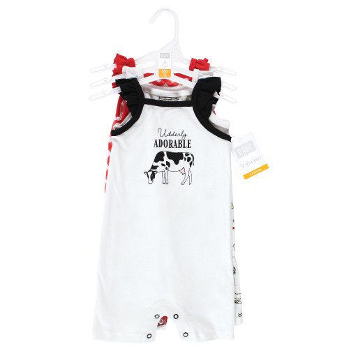 Hudson Baby Cotton Rompers, Udderly Adorable