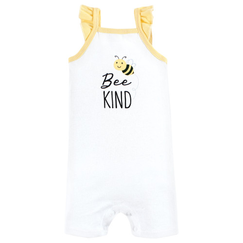 Hudson Baby Cotton Rompers, Bee Kind
