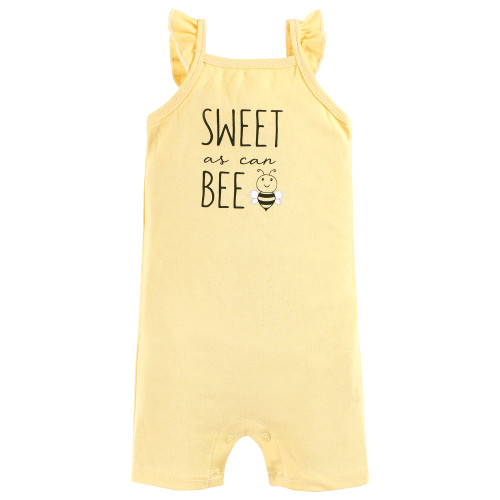 Hudson Baby Cotton Rompers, Bee Kind