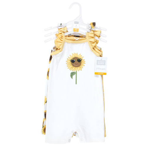 Hudson Baby Cotton Rompers, Sunflower