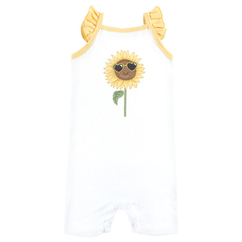 Hudson Baby Cotton Rompers, Sunflower
