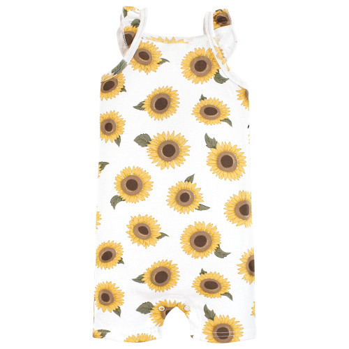 Hudson Baby Cotton Rompers, Sunflower