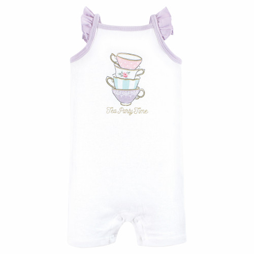 Hudson Baby Cotton Rompers, Tea Party