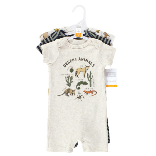 Hudson Baby Cotton Rompers, Desert Animals