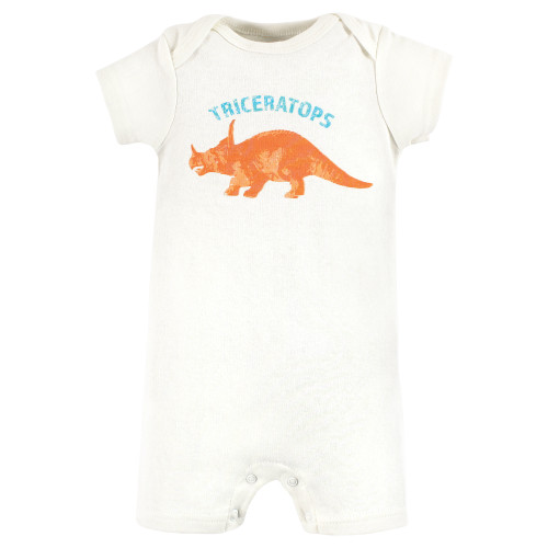 Hudson Baby Cotton Rompers, Triceratops