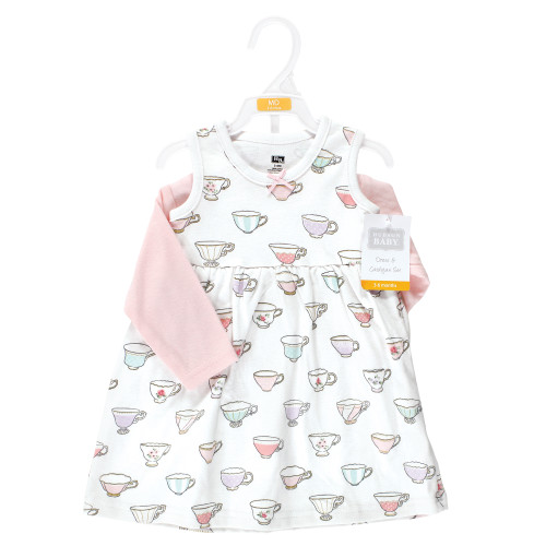 Hudson Baby Cotton Dress and Cardigan Set, Tea Party
