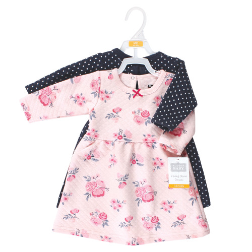 Hudson Baby Cotton Dresses, Pink and Navy Floral