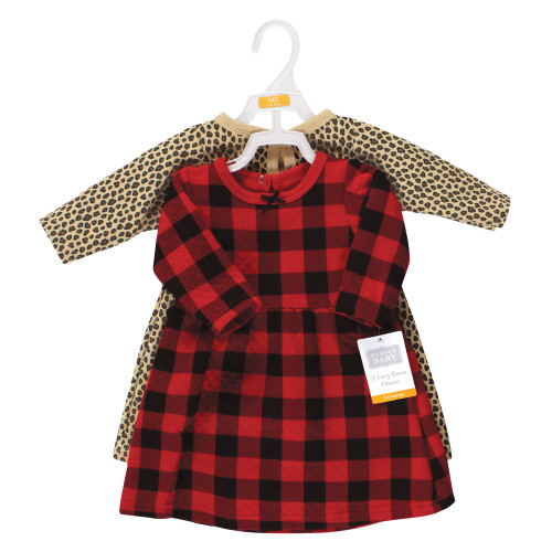 Hudson Baby Cotton Dresses, Buffalo Plaid Leopard