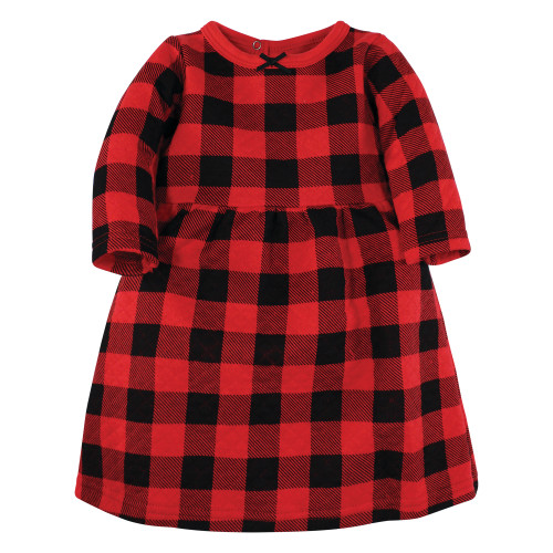 Hudson Baby Cotton Dresses, Buffalo Plaid Leopard