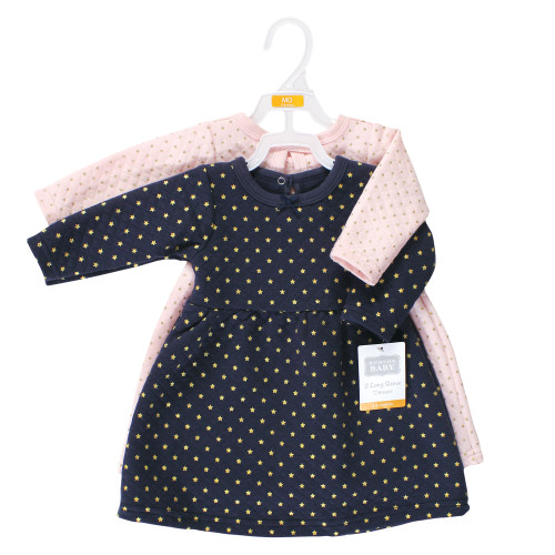 Hudson Baby Cotton Dresses, Metallic Navy Pink