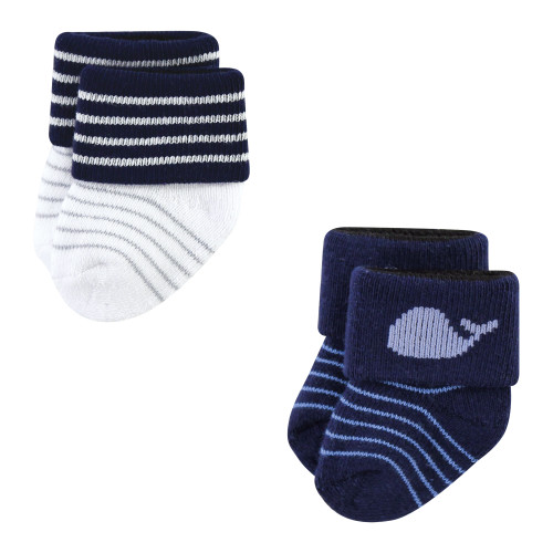Luvable Friends Newborn and Baby Terry Socks, Whale 12-Pack