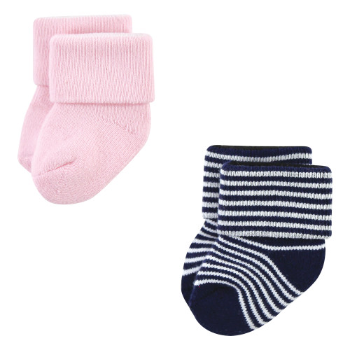 Luvable Friends Newborn and Baby Terry Socks, Stripe Ballet 12-Pack