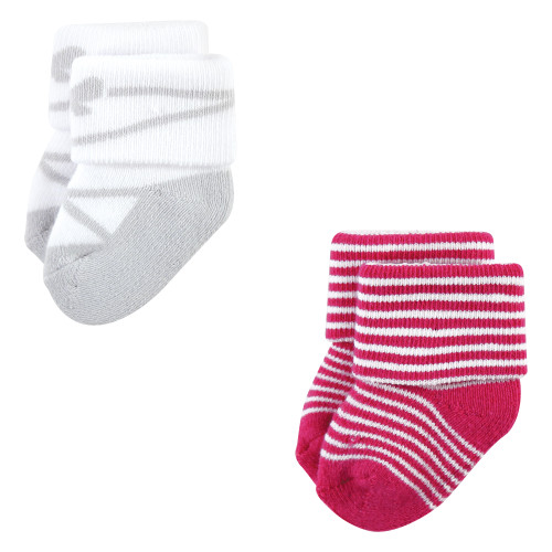 Luvable Friends Newborn and Baby Terry Socks, Stripe Ballet 12-Pack